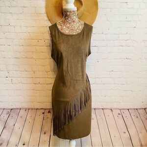 Hot Kiss NWOT Faux Suede Fringe Dress